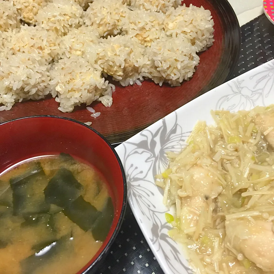 豆腐団子のもち米蒸し☆鶏胸肉の中華えのき煮|MEGUMIさん