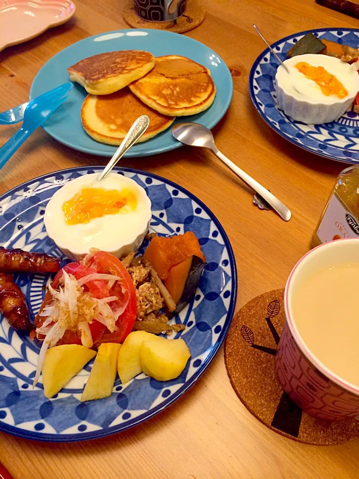 4月12日の朝ごはん☀︎👨👩👶娘もパンケーキ|Sanjiさん