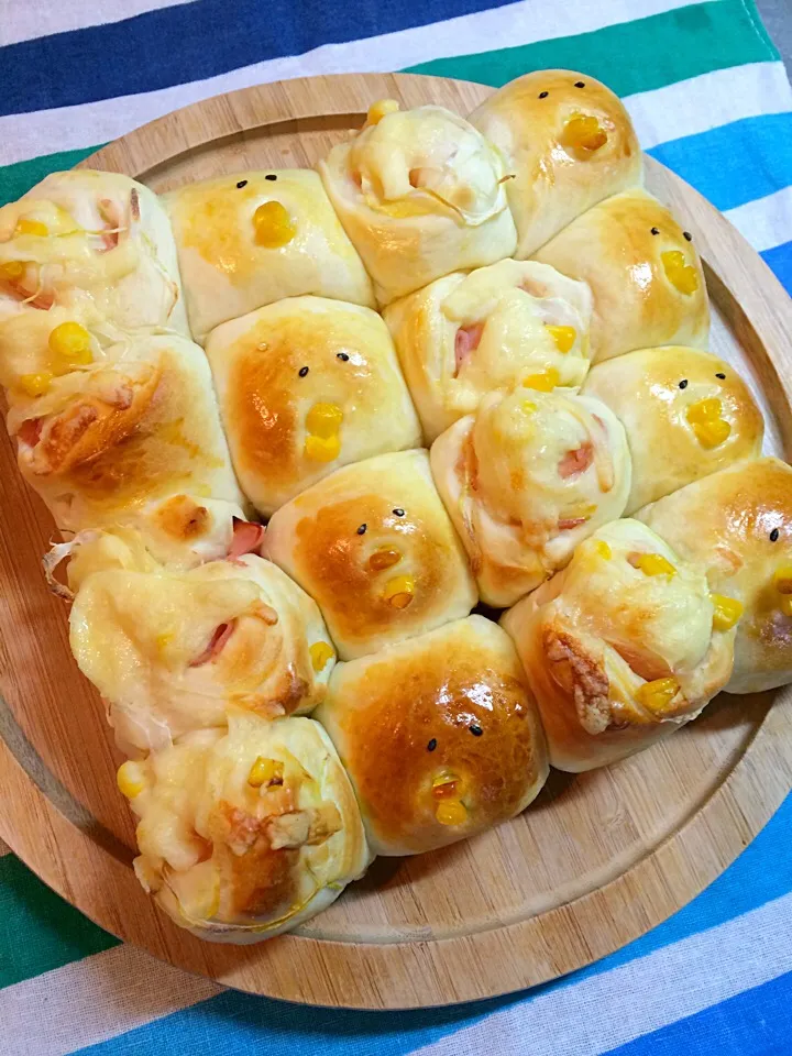 ちぎりパン ヒヨコ ハムチーズ|かんちゃーーんさん