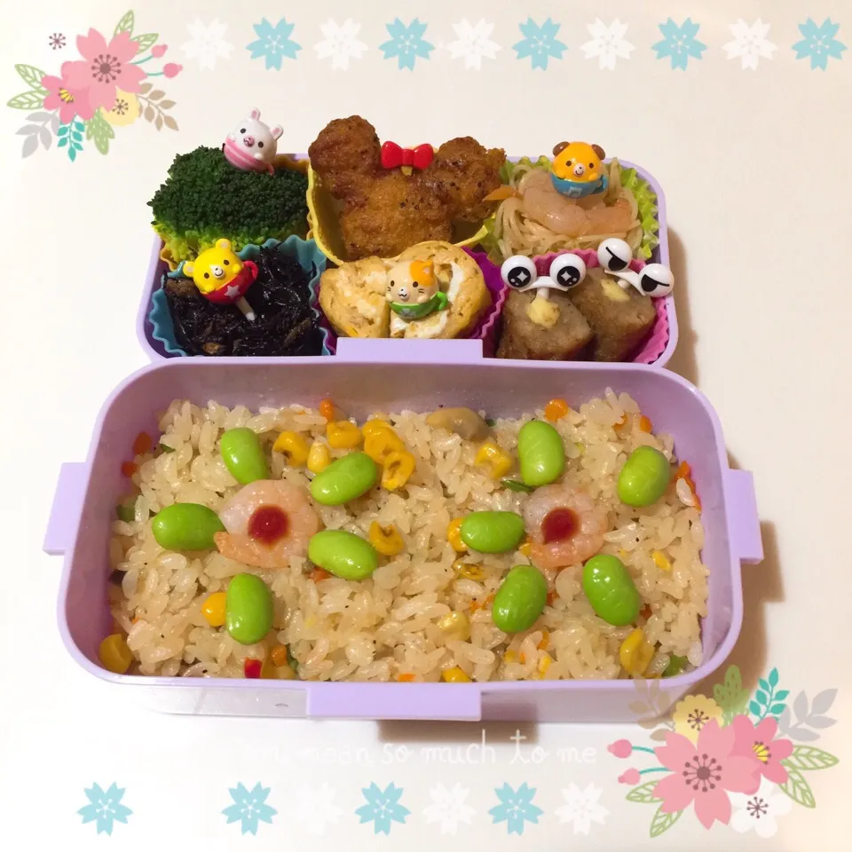 4/13❤︎娘のお弁当❤︎（海老ピラフ）|Makinsさん