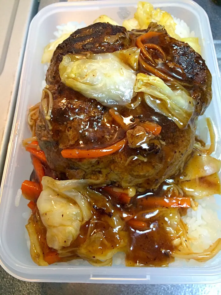 2016.4.13 照り焼きハンバーグ丼弁当|風流料理人さん