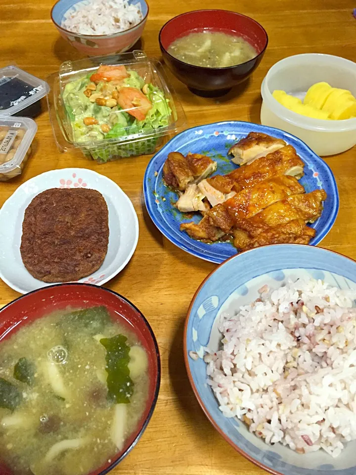 ローストチキン、アボカドサラダ、マルシンハンバーグ*\(^o^)/*|すかラインさん