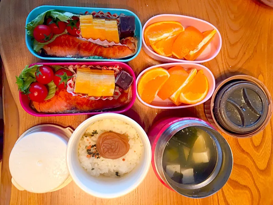 双子の高校生のお弁当 スープジャーには味噌汁|ツインズママさん