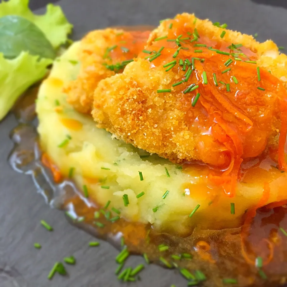 Baked Cod with a reduction of Red Orange Juice Sauce.|laura giardinaさん