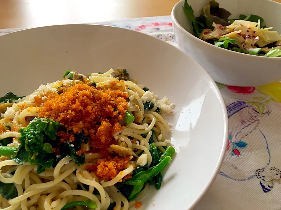 からすみと菜の花とあさりの生パスタ|kopchangさん