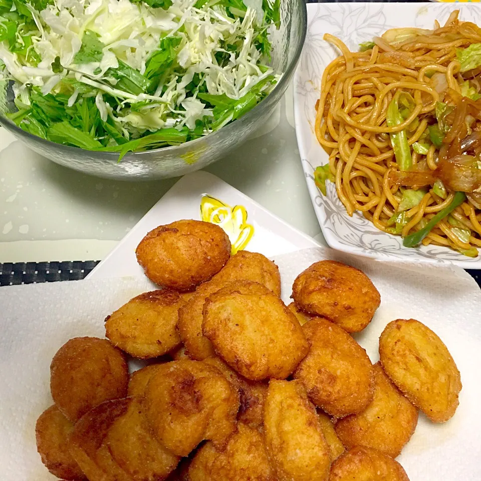 豆腐ナゲット☆サラダ☆焼きそば|MEGUMIさん