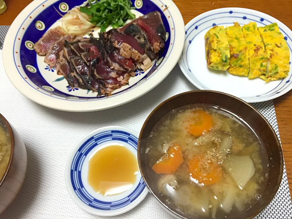 カツオのたたき定食2日目、青さの卵焼き付き|hhhさん