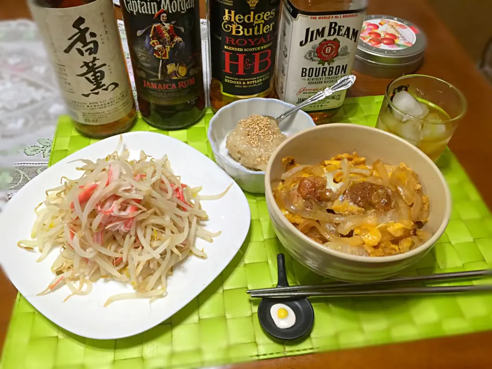 親子丼&蟹もやし炒め|マニラ男さん