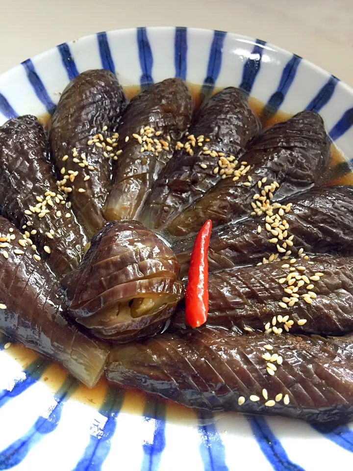 Snapdishの料理写真:ナスの茅の舎出汁煮|Mayumi Konishiさん