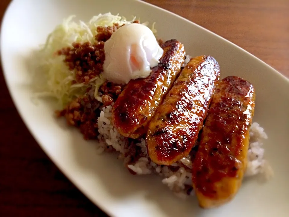 蓮根豆腐つくねの照り焼き丼|マユマユさん