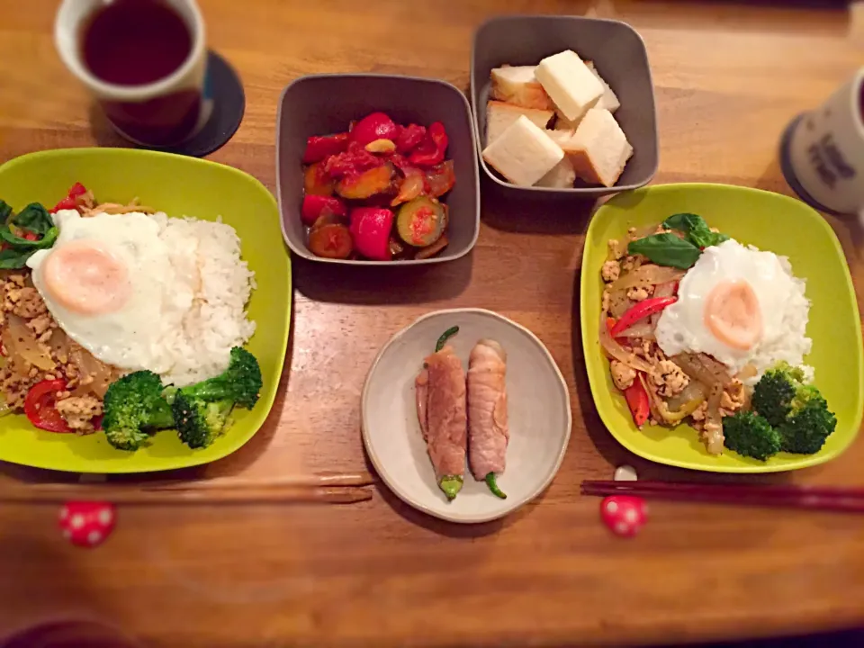 即席♪ガパオ🍚と作り置きラタトゥイユ🍅|田中シュークリームさん