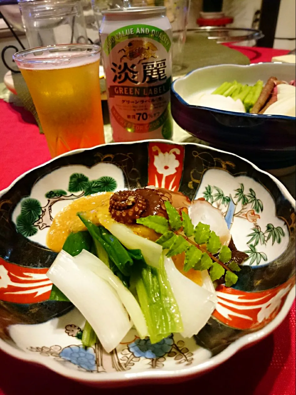 タコ🐙とわけぎのぬた🍴🍺(^-^)/|ナムナムさん