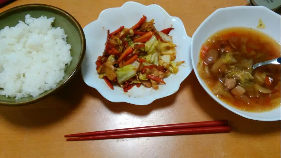 オレ流深夜の野菜炒め定食|ざきさん