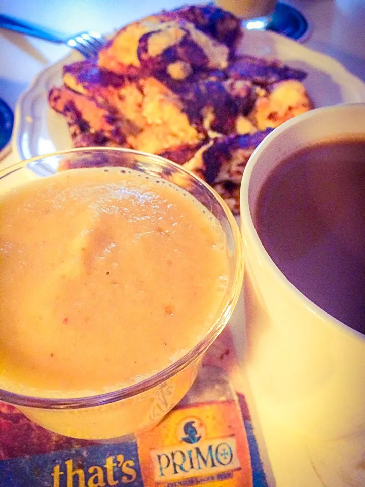 Morning home made smoothie coffee + French toast " pain perdu "|el sushi de la manchaさん