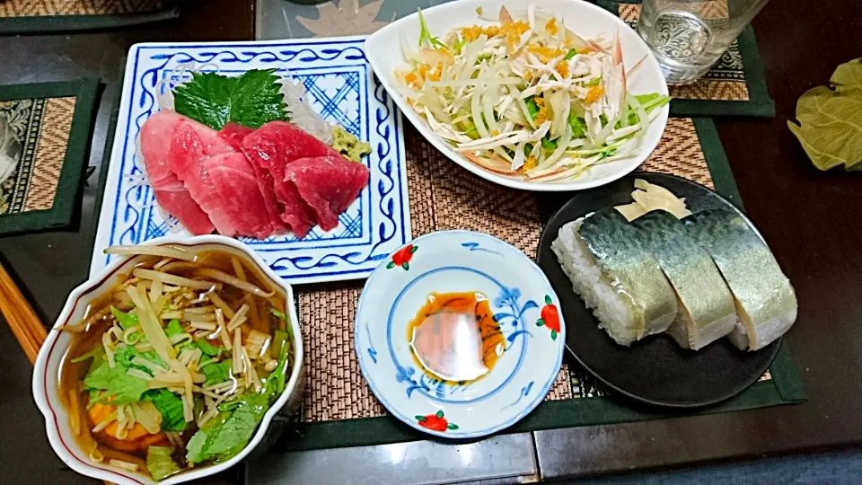 マグロの刺身&サラダ&バッテラ&煮物|まぐろさん