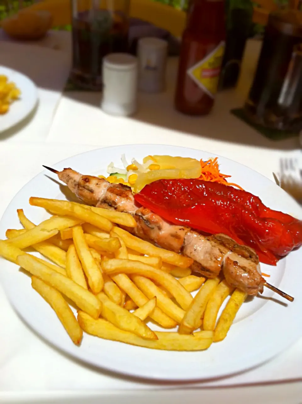 Snapdishの料理写真:Chips chicken kebab , spare ribs.|Karla Collington Ryderさん