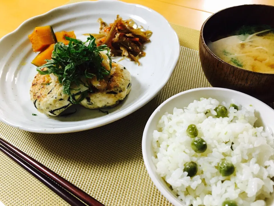 豆腐ひじきハンバーグ&豆ごはん|tokkoさん