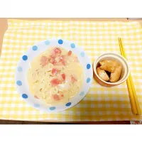 Snapdishの料理写真:◎カルボナーラうどん
◎鶏ささみの照り焼き|まなみさん