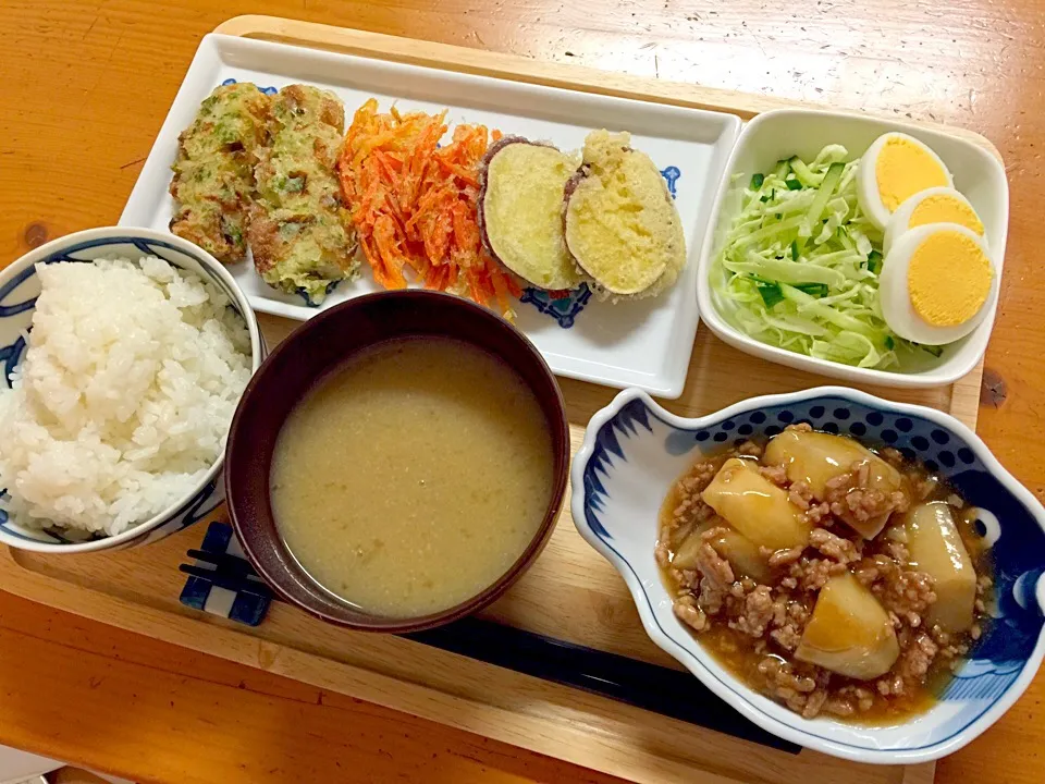 天ぷらと里芋と挽き肉の煮物|ルドルフさん