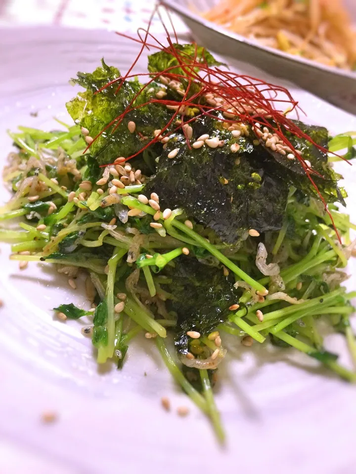 ことり*さんの料理 豆苗のじゃこ胡麻ニンニク炒め*
        ～韓国海苔のせ～|キラりんさん