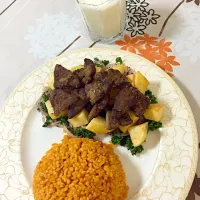 Snapdishの料理写真:#牛 #レバー#turkish #style #arnavut #ciger #bulgur #ayran|bernaさん