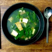 Spinach, mushroom, and tofu soup|aanchalさん