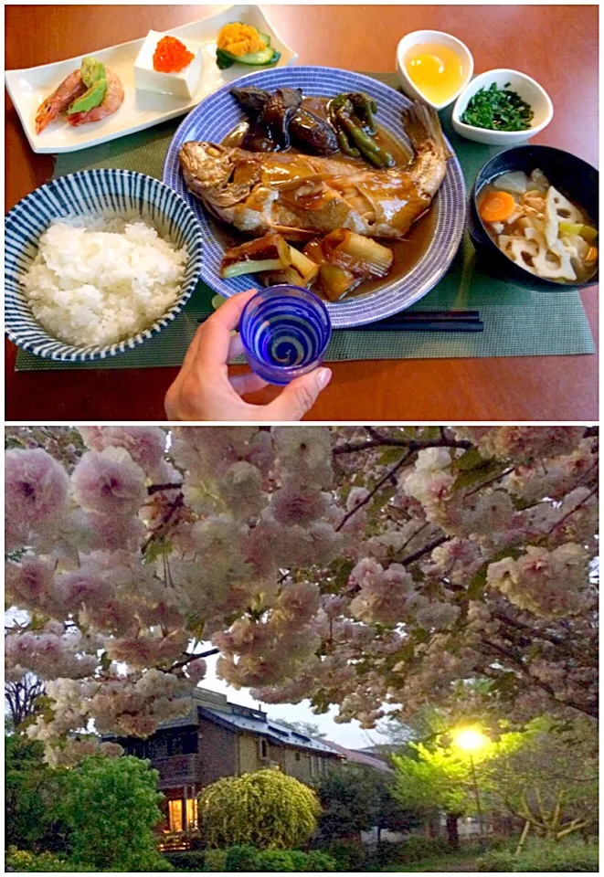 Snapdishの料理写真:Today's Dinner🍴前菜･ｲｼﾓﾁの煮付け･韮醤油･生卵･白飯･豚汁|🌈Ami🍻さん