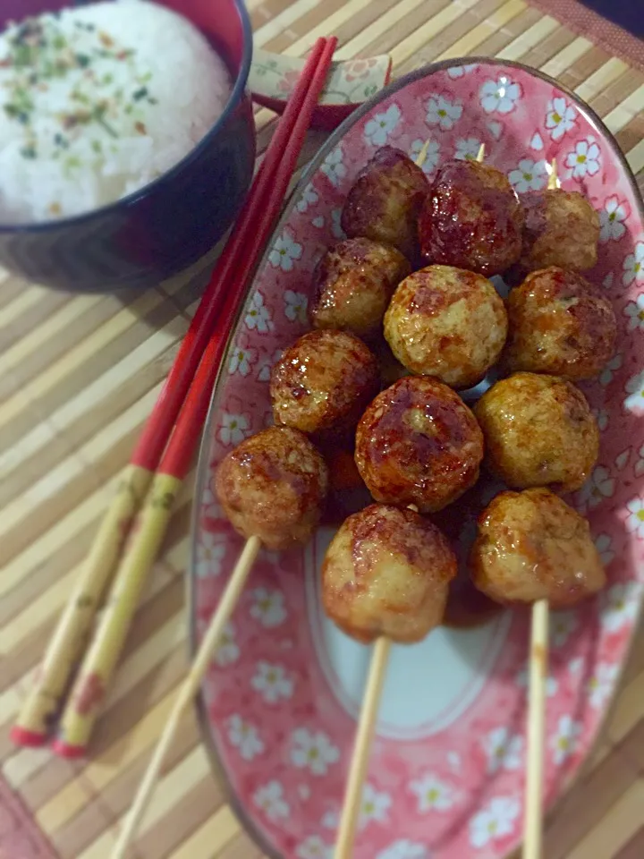 Snapdishの料理写真:🍢Chicken meatballs - tsukune🍢|Tari's Kitchenさん