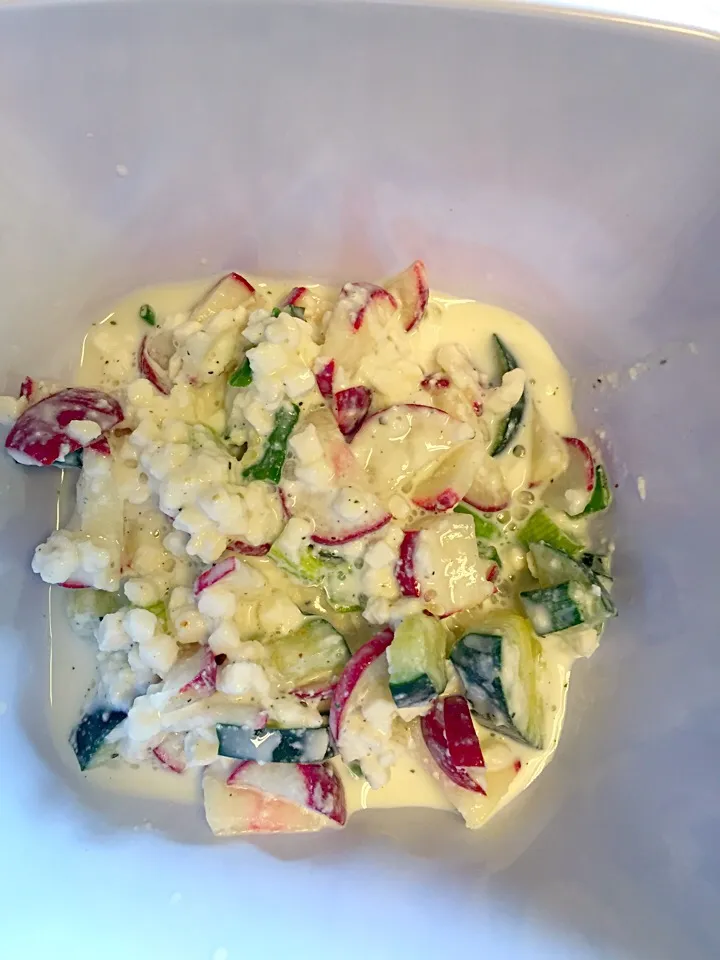 Cottage cheese with cucumber, radish and green onions|Geri Wardさん