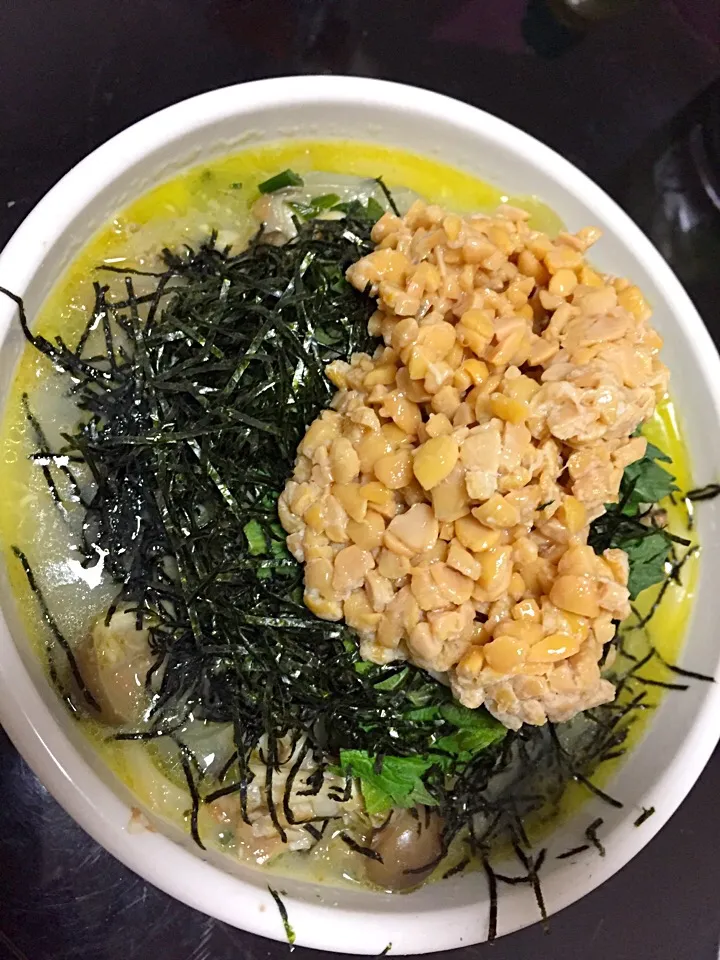 Snapdishの料理写真:あさりしめじ納豆パスタ|ひろさん