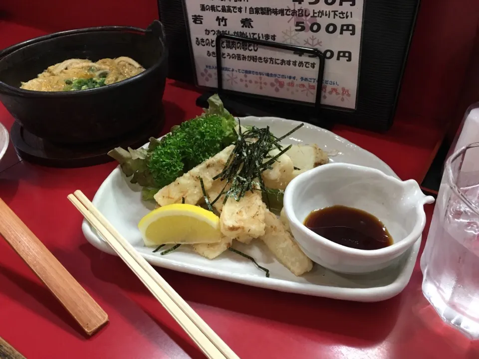 ふきのとうと鶏肉の卵とじ＆長芋のサクサク揚げ|ししょうさん