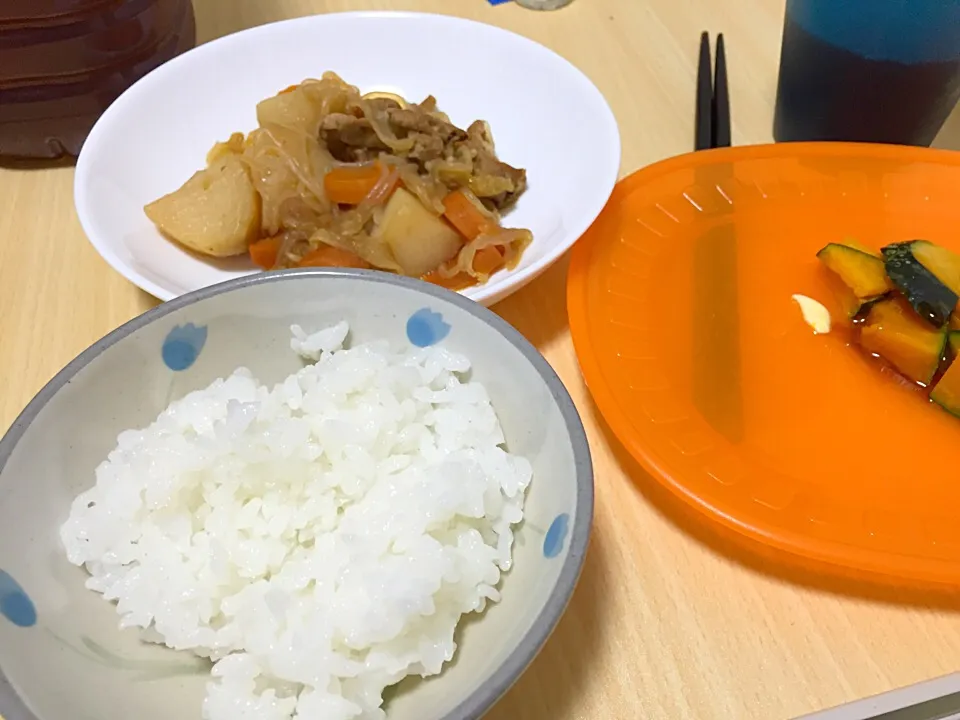 肉じゃがとかぼちゃのバター醤油|かなぽさん