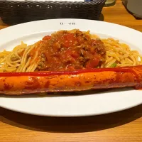 Snapdishの料理写真:ローマ軒スパゲティボロネーゼソーセージトッピング！|akiyanさん