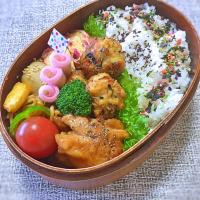 高校生息子のお弁当 ♪ 〜さちさんの料理 ひじきの煮物のリメイク料理でがんも⭐️〜 入ってます٩(ˊᗜˋ*)و