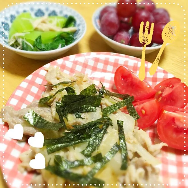 Snapdishの料理写真:作り置きおかずとみそ豚肉炒め❤︎|たぬぬさん