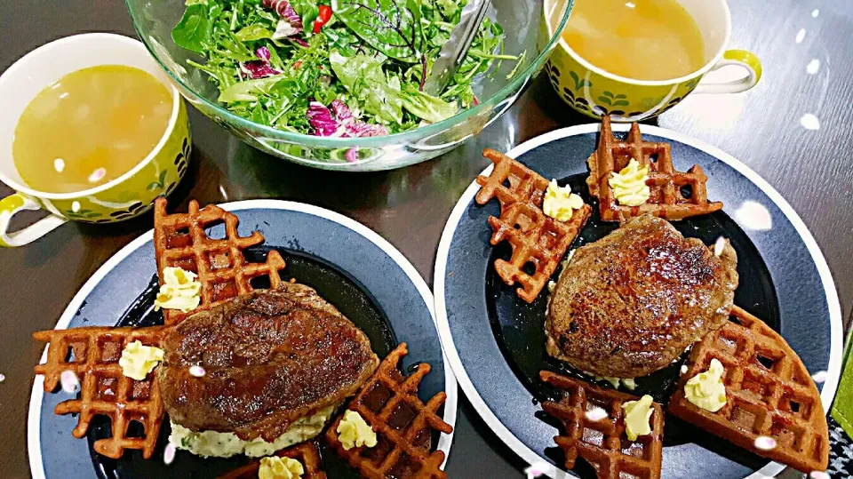 Waffle Honey Steak|Serene Leeさん