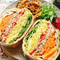 自作鯖の水煮で 油揚げわんぱくサンド