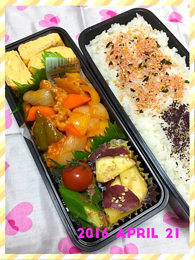 Snapdishの料理写真:🍒４月２１日  息子弁当|sesamiさん