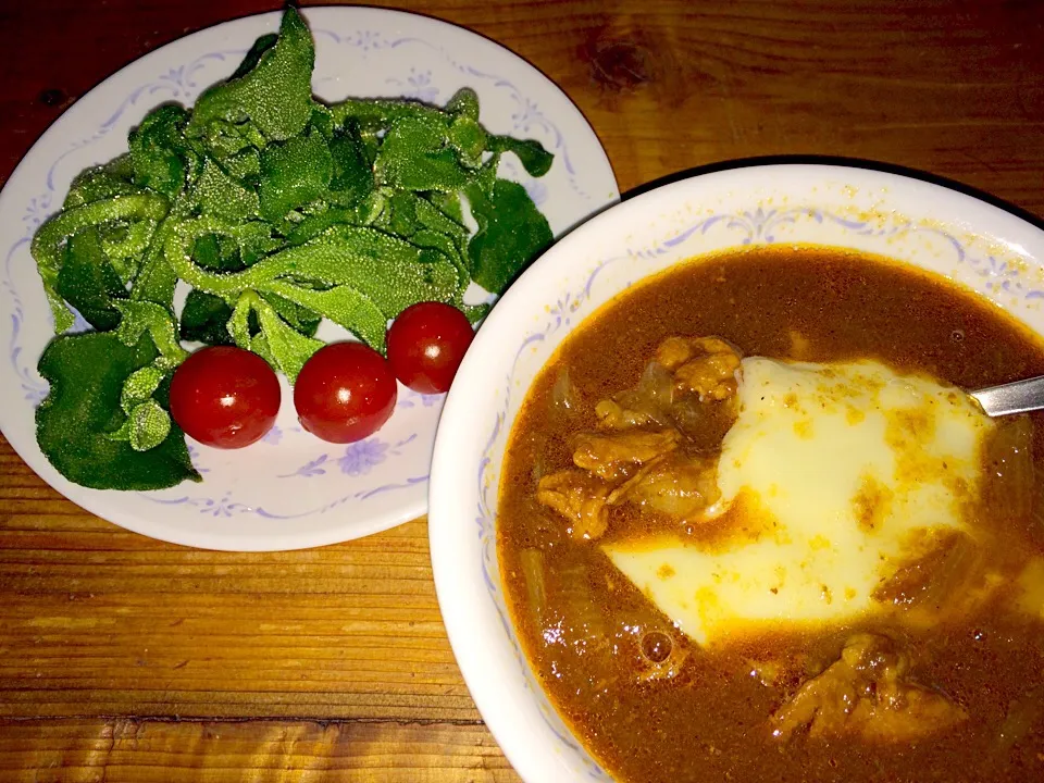 お残りシチューに、不思議野菜のアイスプラントを添えて|mikaさん