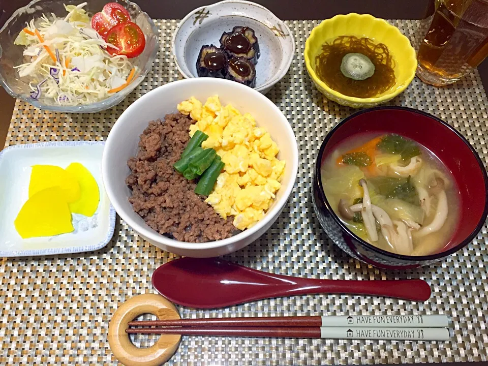 二色丼|お豆さん