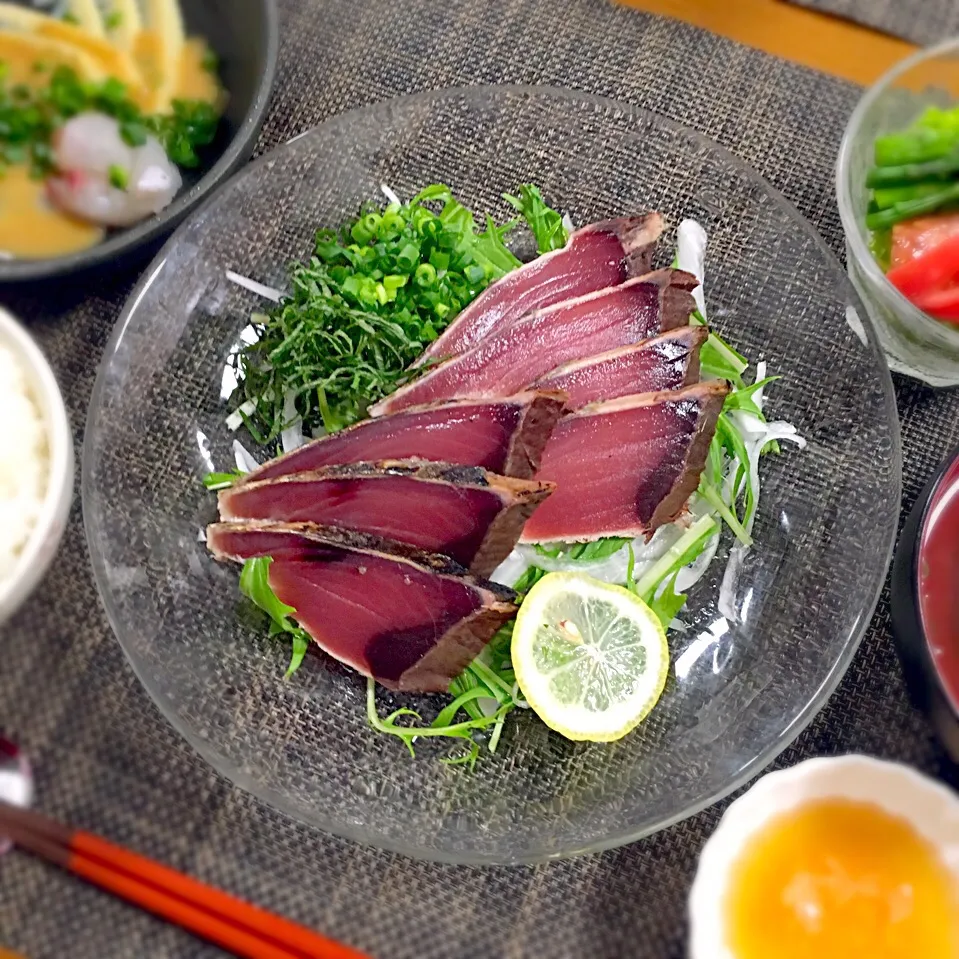 Snapdishの料理写真:カツオの塩たたき🐟❤️|むぎママさん