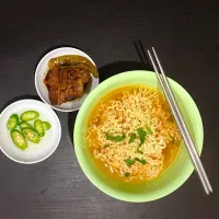 Snapdishの料理写真:Ramen with soyfish and green chilies pickles|dzさん