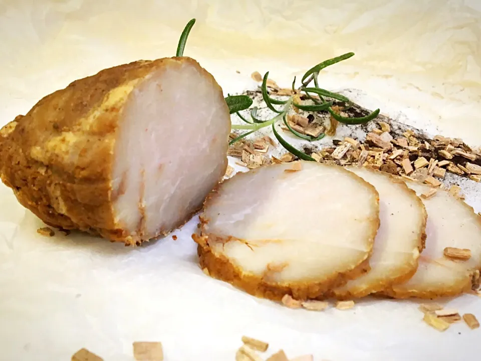 Snapdishの料理写真:Chicken Ham smoked with peat and cherrywood chips|gonbenさん