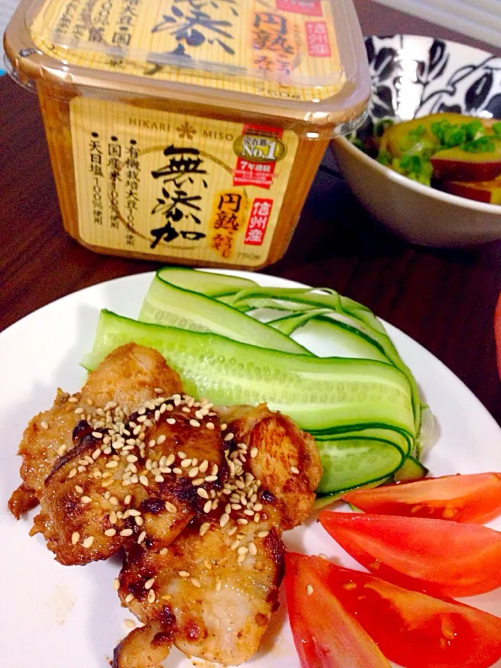 鶏もも肉で柚子胡椒味噌焼き🐓|けいさん