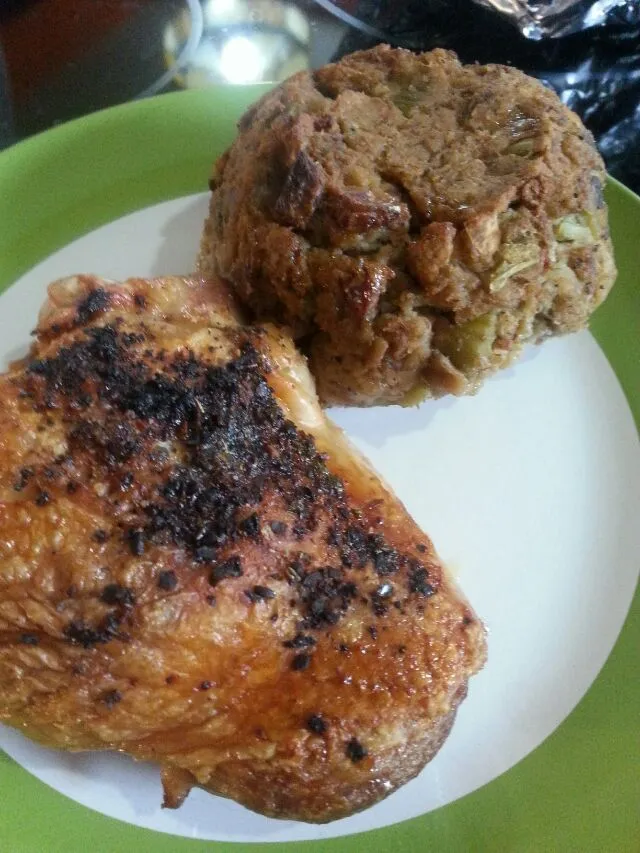 Snapdishの料理写真:oven roasted turkey breast with chourico stuffing.|Polly Gelfusoさん