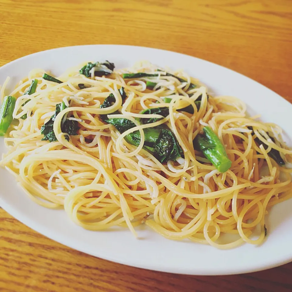 シラスとかき菜の和風パスタ🍝|ラー山さん