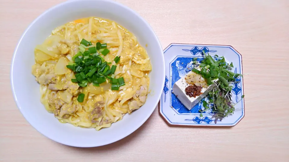 ４月２２日　カレーうどん　アンチョビ冷奴|いもこ。さん