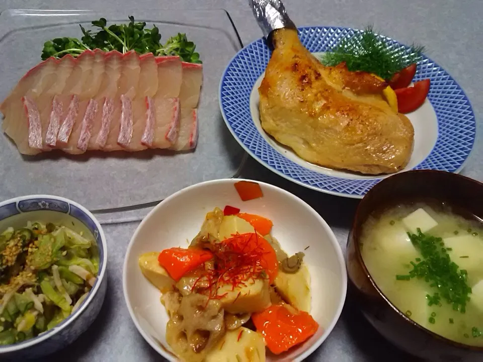 ヒラマサと鶏の晩ご飯|Orie Uekiさん