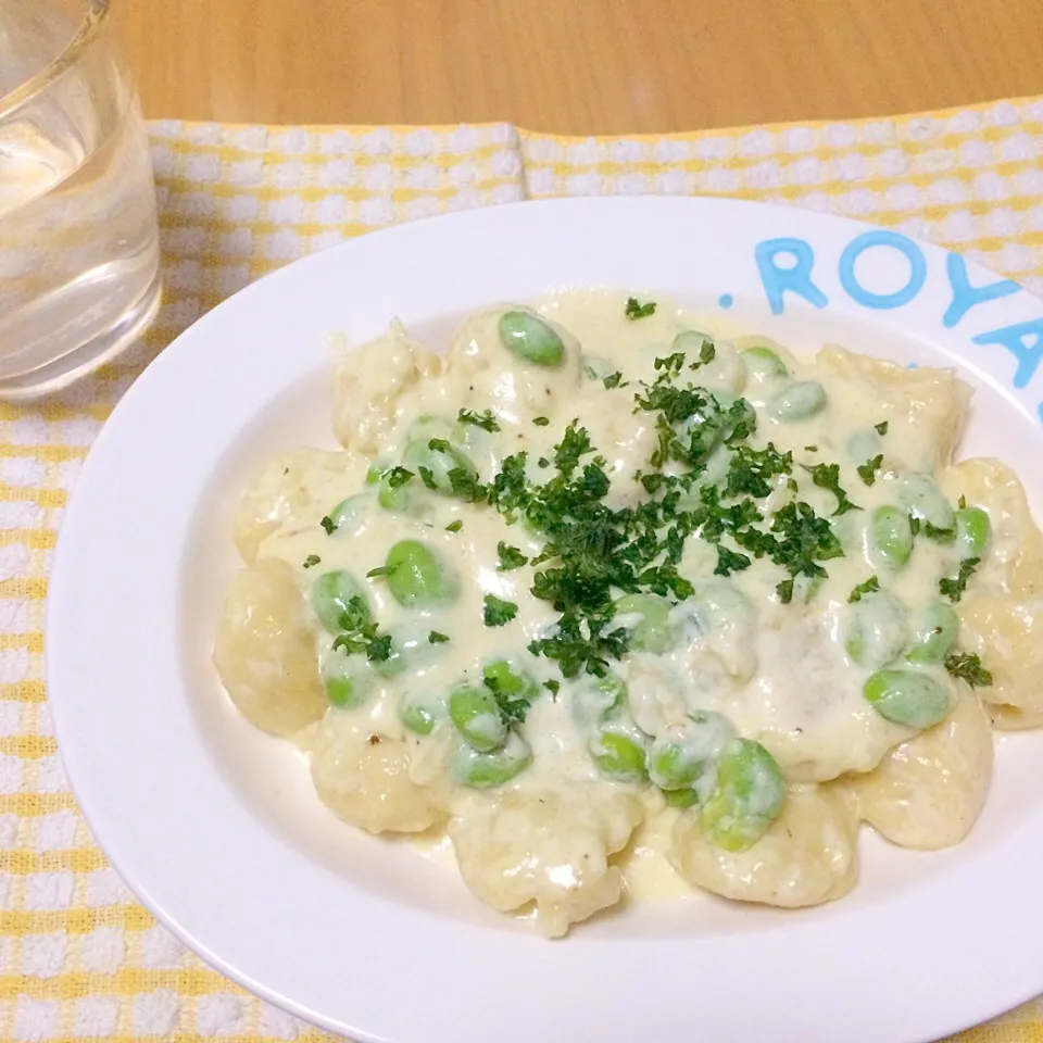 ニョッキの枝豆チーズクリームソース|黒蜜きなこさん