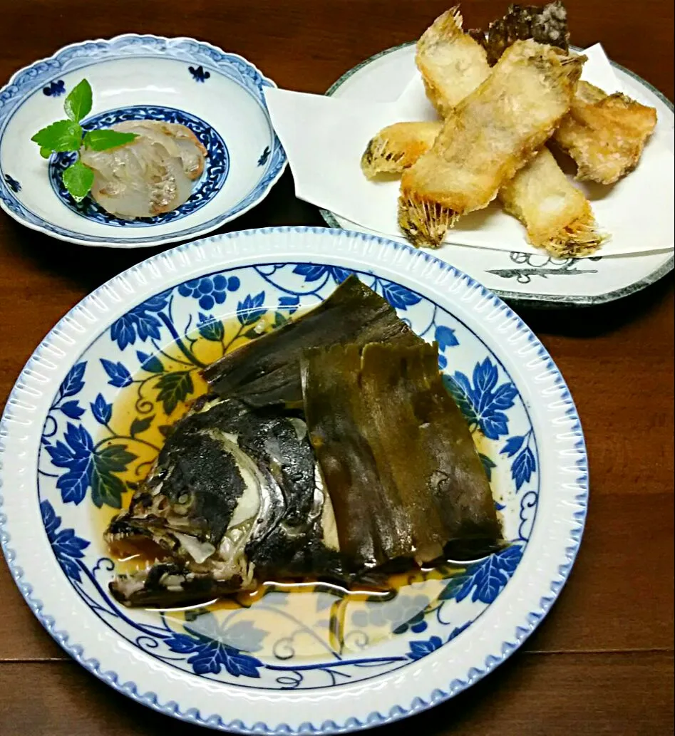 鮃づくし😋 煮付け 昆布〆 塩から揚げ😻|あらいぐまのしっぽさん